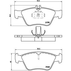 brembo Premium Low-Met OE Equivalent Front Brake Pads for 2000 Mercedes-Benz C230 - P50023