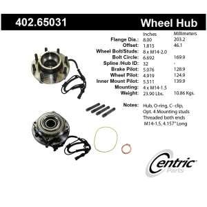 Centric Premium™ Front Driver Side Driven Wheel Bearing and Hub Assembly for 2010 Ford F-350 Super Duty - 402.65031