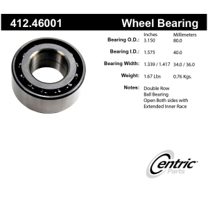 Centric Premium™ Front Passenger Side Inner Double Row Wheel Bearing for 1991 Hyundai Sonata - 412.46001