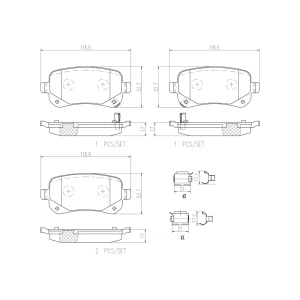 brembo Premium Ceramic Rear Disc Brake Pads for Dodge Journey - P11021N