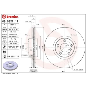 brembo UV Coated Series Vented Front Brake Rotor for 2010 BMW X5 - 09.9922.11