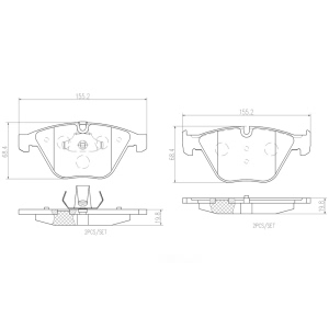 brembo Premium Ceramic Front Disc Brake Pads for BMW 745Li - P06054N