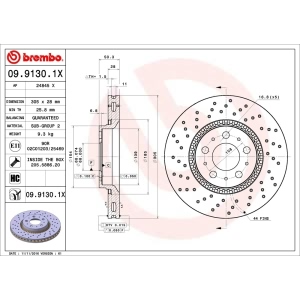brembo Premium Xtra Cross Drilled UV Coated 1-Piece Front Brake Rotors for 1999 Volvo S80 - 09.9130.1X