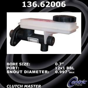 Centric Premium Clutch Master Cylinder for 1991 GMC C2500 - 136.62006