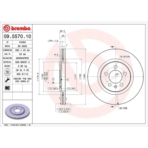 brembo OE Replacement Vented Front Brake Rotor for 1994 Volkswagen Passat - 09.5570.10