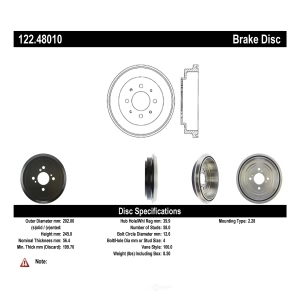 Centric Premium Rear Brake Drum for Suzuki Esteem - 122.48010