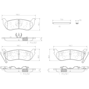 brembo Premium Ceramic Rear Disc Brake Pads for 2006 Jeep Wrangler - P37009N