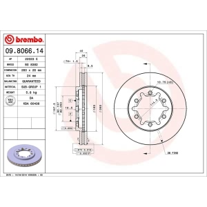 brembo OE Replacement Vented Front Brake Rotor for Nissan Frontier - 09.8066.14