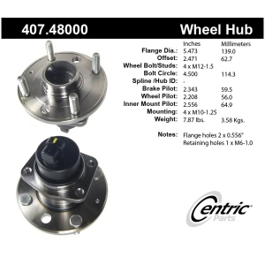 Centric Premium™ Wheel Bearing And Hub Assembly for Suzuki Reno - 407.48000
