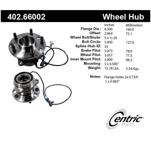 Centric Premium™ Front Passenger Side Driven Wheel Bearing and Hub Assembly for GMC Safari - 402.66002