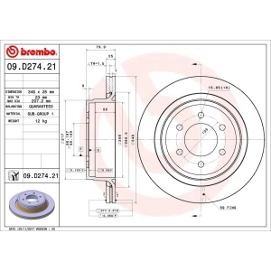 brembo UV Coated Series Rear Brake Rotor for 2012 Ford F-150 - 09.D274.21