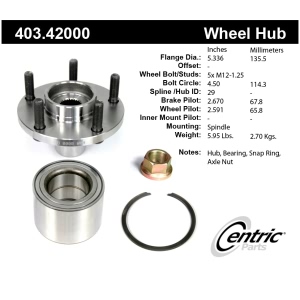 Centric Premium™ Wheel Hub Repair Kit for 2008 Nissan Maxima - 403.42000