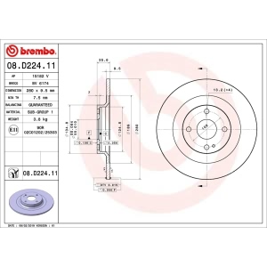 brembo UV Coated Series Rear Brake Rotor for 2017 Mazda MX-5 Miata - 08.D224.11