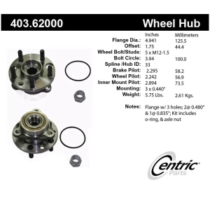 Centric Premium™ Wheel Hub Repair Kit for Pontiac J2000 Sunbird - 403.62000