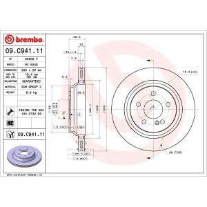 brembo UV Coated Series Vented Rear Brake Rotor for Mercedes-Benz SL500 - 09.C941.11