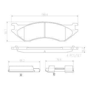 brembo Premium Ceramic Front Disc Brake Pads for 1998 Dodge B1500 - P18003N