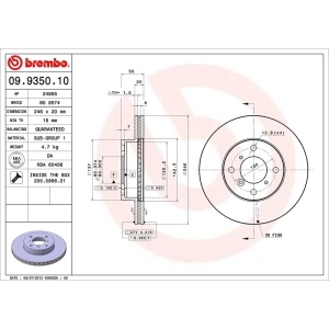 brembo OE Replacement Front Brake Rotor for Suzuki Esteem - 09.9350.10