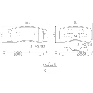 brembo Premium Ceramic Rear Disc Brake Pads for 2007 Chrysler Sebring - P54031N