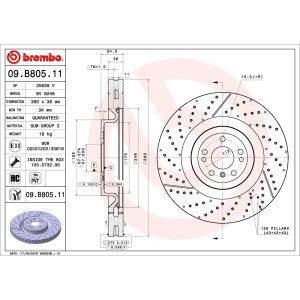 brembo UV Coated Series Drilled and Slotted Front Brake Rotor for Mercedes-Benz GL63 AMG - 09.B805.11