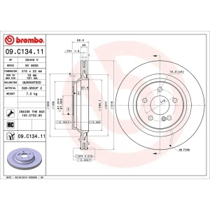 brembo UV Coated Series Vented Rear Brake Rotor for Mercedes-Benz CL600 - 09.C134.11