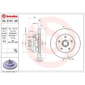 brembo OE Replacement Front Brake Rotor for Mazda B2500 - 09.8191.80