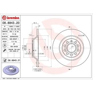 brembo UV Coated Series Solid Rear Brake Rotor for 2006 Audi A6 Quattro - 08.8843.21