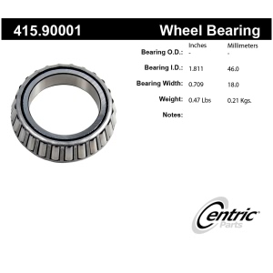 Centric Premium™ Rear Driver Side Outer Wheel Bearing for 2005 Jaguar Vanden Plas - 415.90001