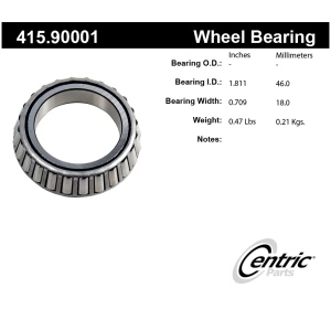 Centric Premium™ Rear Driver Side Outer Wheel Bearing for Jaguar XK8 - 415.90001