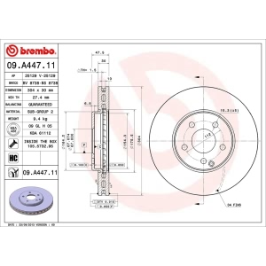 brembo UV Coated Series Vented Front Brake Rotor for 2009 Mercedes-Benz E350 - 09.A447.11