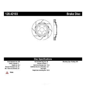 Centric Premium™ OE Style Drilled Brake Rotor for 2014 Nissan GT-R - 128.42103