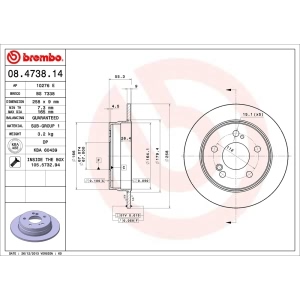 brembo OE Replacement Solid Rear Brake Rotor for 1986 Mercedes-Benz 190E - 08.4738.14