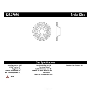 Centric SportStop Drilled 1-Piece Rear Driver Side Brake Rotor for 2020 Porsche 911 - 128.37076
