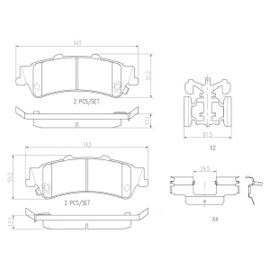 brembo Premium Ceramic Rear Disc Brake Pads for 2005 Cadillac DeVille - P10028N