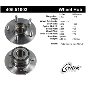 Centric Premium™ Wheel Bearing And Hub Assembly for 2003 Hyundai Santa Fe - 405.51003