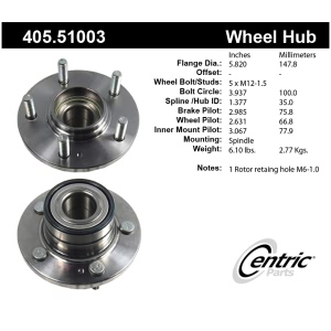 Centric Premium™ Wheel Bearing And Hub Assembly for 2004 Hyundai Santa Fe - 405.51003