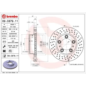 brembo UV Coated Series Drilled Front Driver Side Brake Rotor for 2005 Porsche Boxster - 09.C879.11