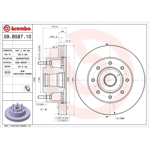 brembo OE Replacement Front Brake Rotor for 2008 Ford F-250 Super Duty - 09.B587.10