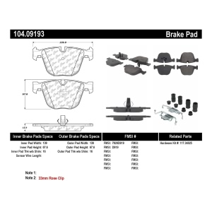 Centric Posi Quiet™ Semi-Metallic Rear Disc Brake Pads for 2009 BMW X6 - 104.09193