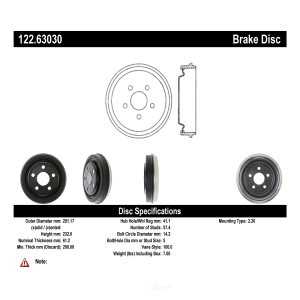 Centric Premium Rear Brake Drum for Chrysler - 122.63030