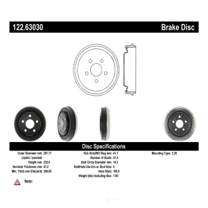 Centric Premium Rear Brake Drum for 1987 Chrysler LeBaron - 122.63030