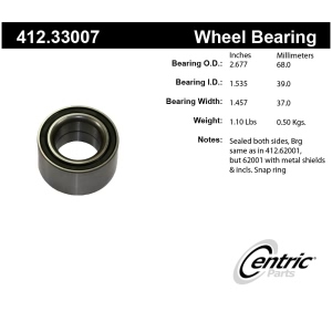 Centric Premium™ Front Driver Side Double Row Wheel Bearing for Audi 80 - 412.33007