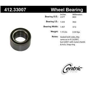 Centric Premium™ Front Driver Side Double Row Wheel Bearing for 1988 Volkswagen Quantum - 412.33007