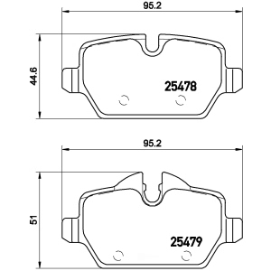 brembo Premium Low-Met OE Equivalent Rear Brake Pads for 2013 Mini Cooper Paceman - P06080