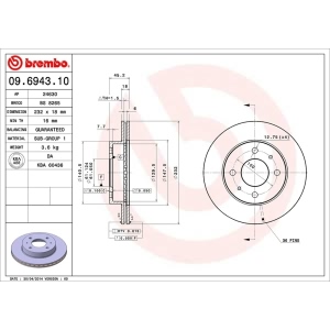 brembo OE Replacement Vented Front Brake Rotor for 1995 Nissan 200SX - 09.6943.10