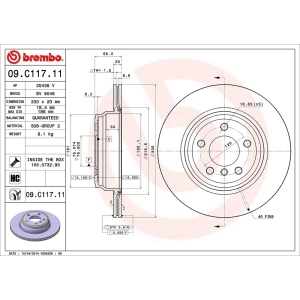 brembo UV Coated Series Rear Brake Rotor for 2015 BMW ActiveHybrid 3 - 09.C117.11