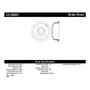 Centric Premium™ Brake Drum for Chevrolet R3500 - 122.66007