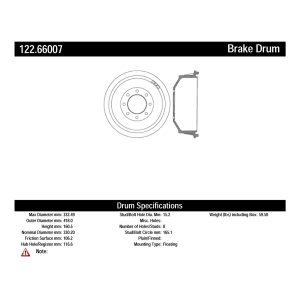 Centric Premium™ Brake Drum for 1987 Chevrolet V30 - 122.66007
