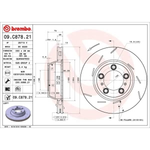 brembo UV Coated Series Slotted Vented Rear Driver Side Brake Rotor for Porsche - 09.C878.21
