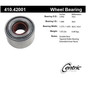 Centric Premium™ Front Passenger Side Wheel Bearing and Race Set for Infiniti Q45 - 410.42001
