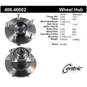 Centric Premium™ Wheel Bearing And Hub Assembly for 2005 Mitsubishi Eclipse - 406.46002